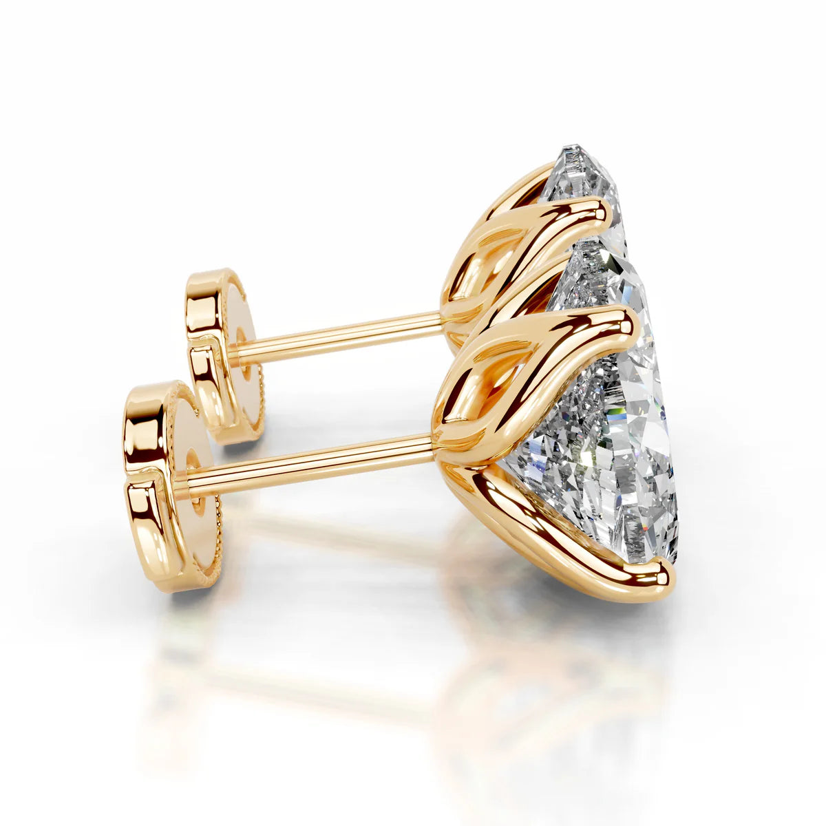 Yellow :: elegant round diamond studs lab grown modern luxury design