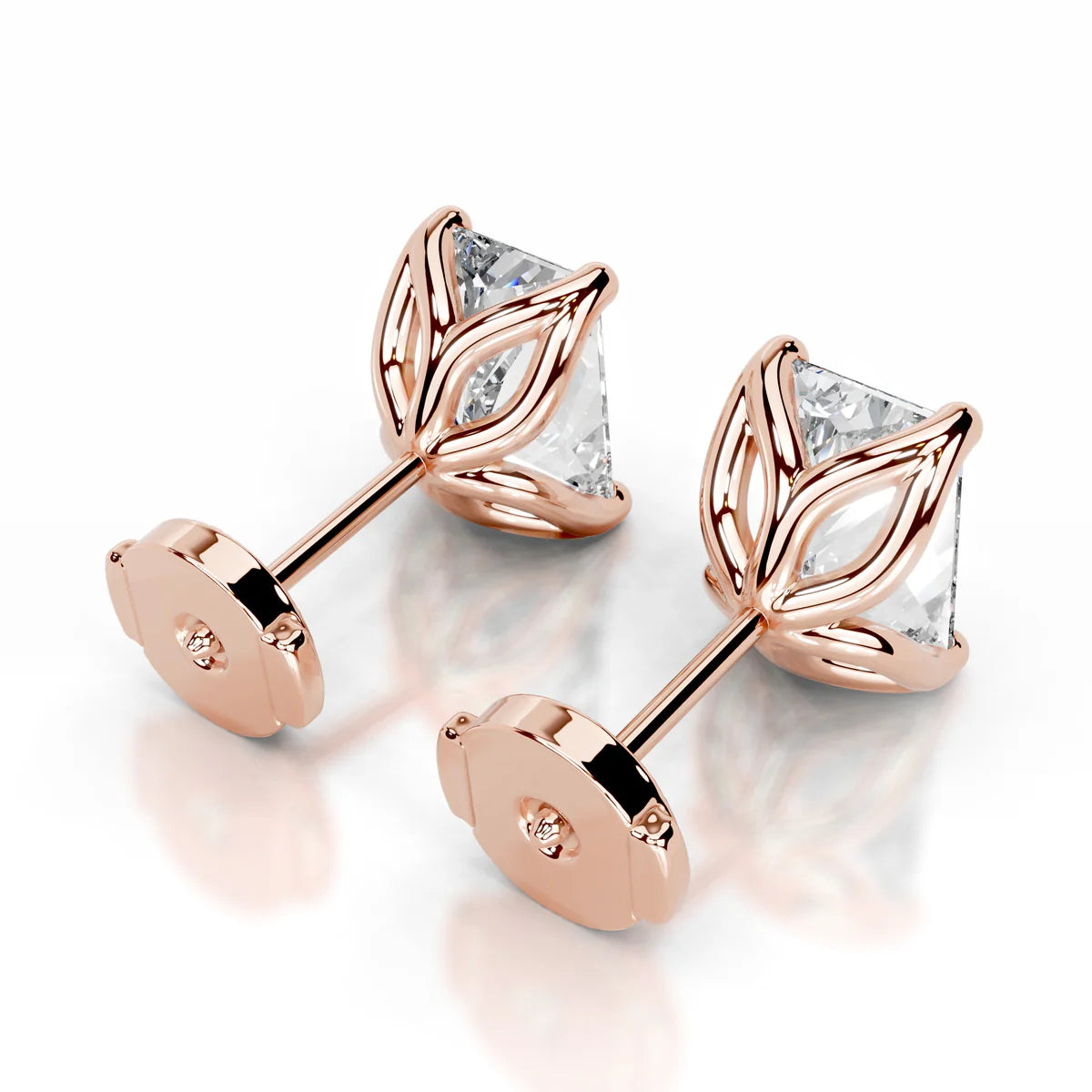 Rose :: round lab diamond earrings detailed sparkle close up view