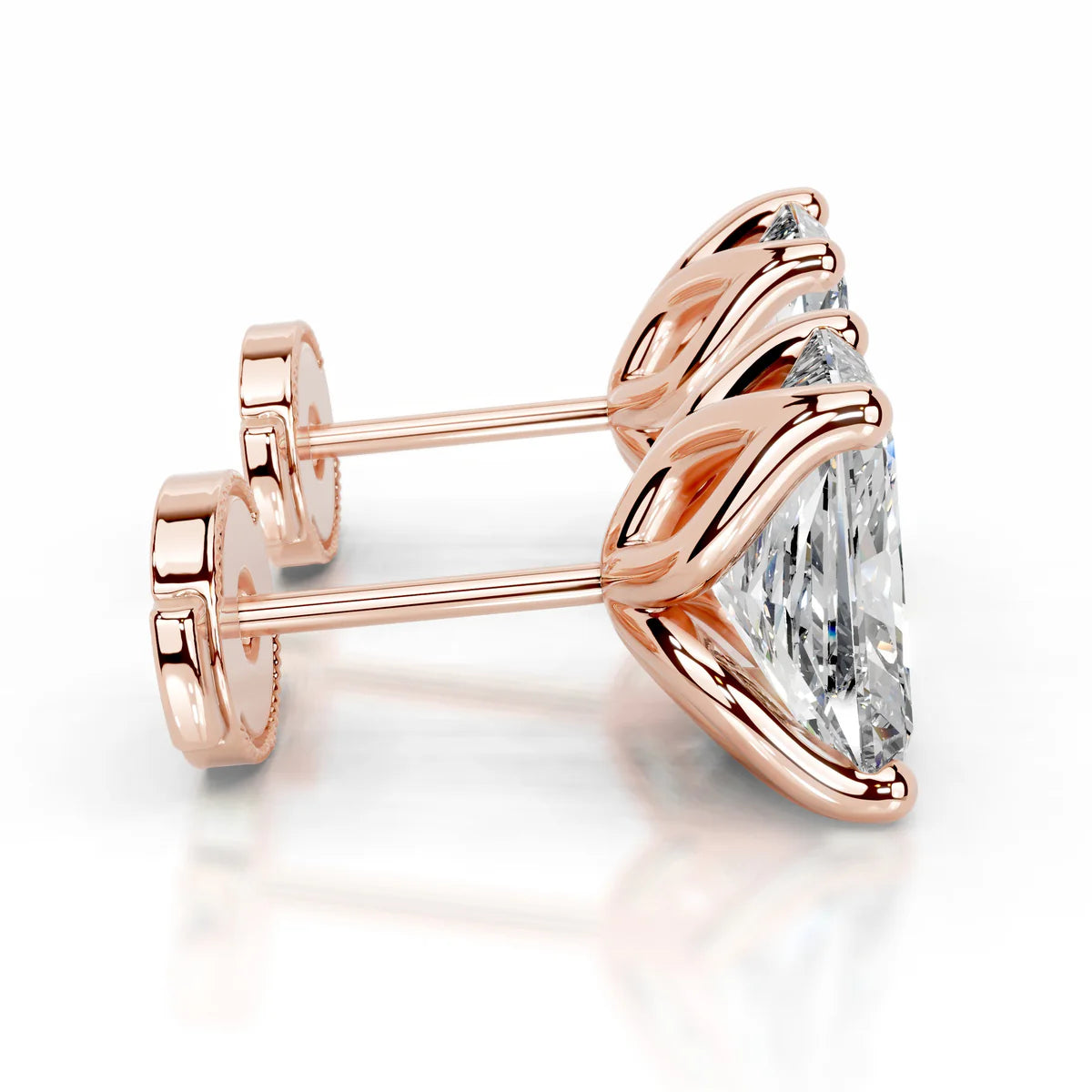 Rose :: elegant round diamond studs lab grown modern luxury design