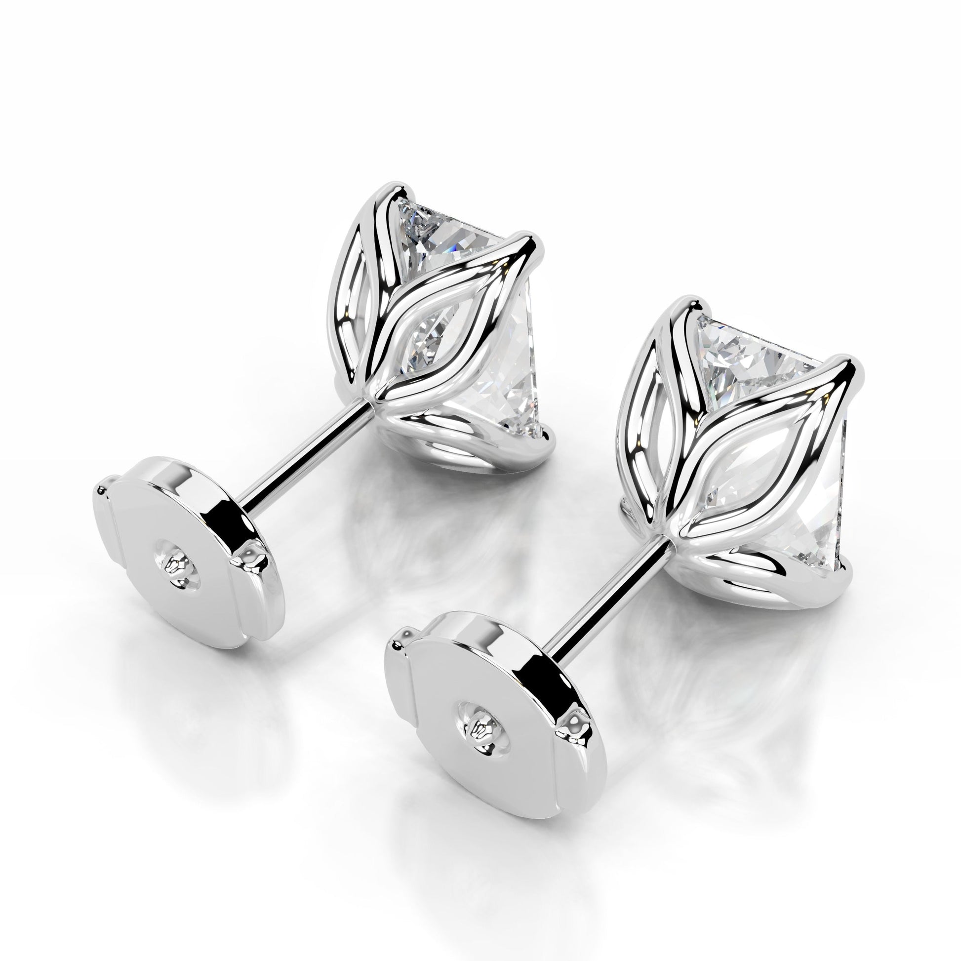 White :: lab grown diamond studs round cut luxury fine jewelry for women