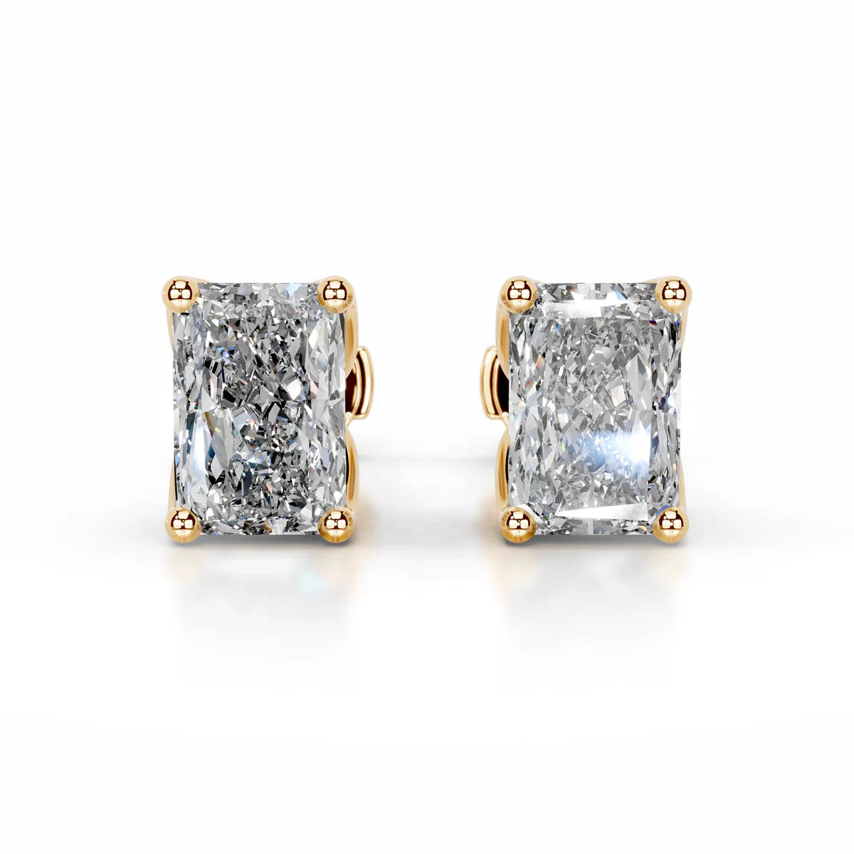 Yellow :: round brilliant diamond earrings lab grown high sparkle premium