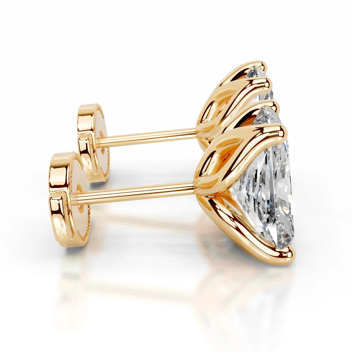 Yellow :: round lab grown diamond earrings silver gold platinum options