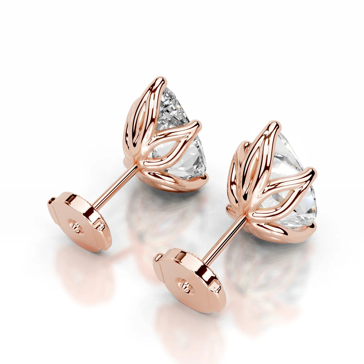 Rose :: round diamond earrings IGI certified lab grown fine jewelry