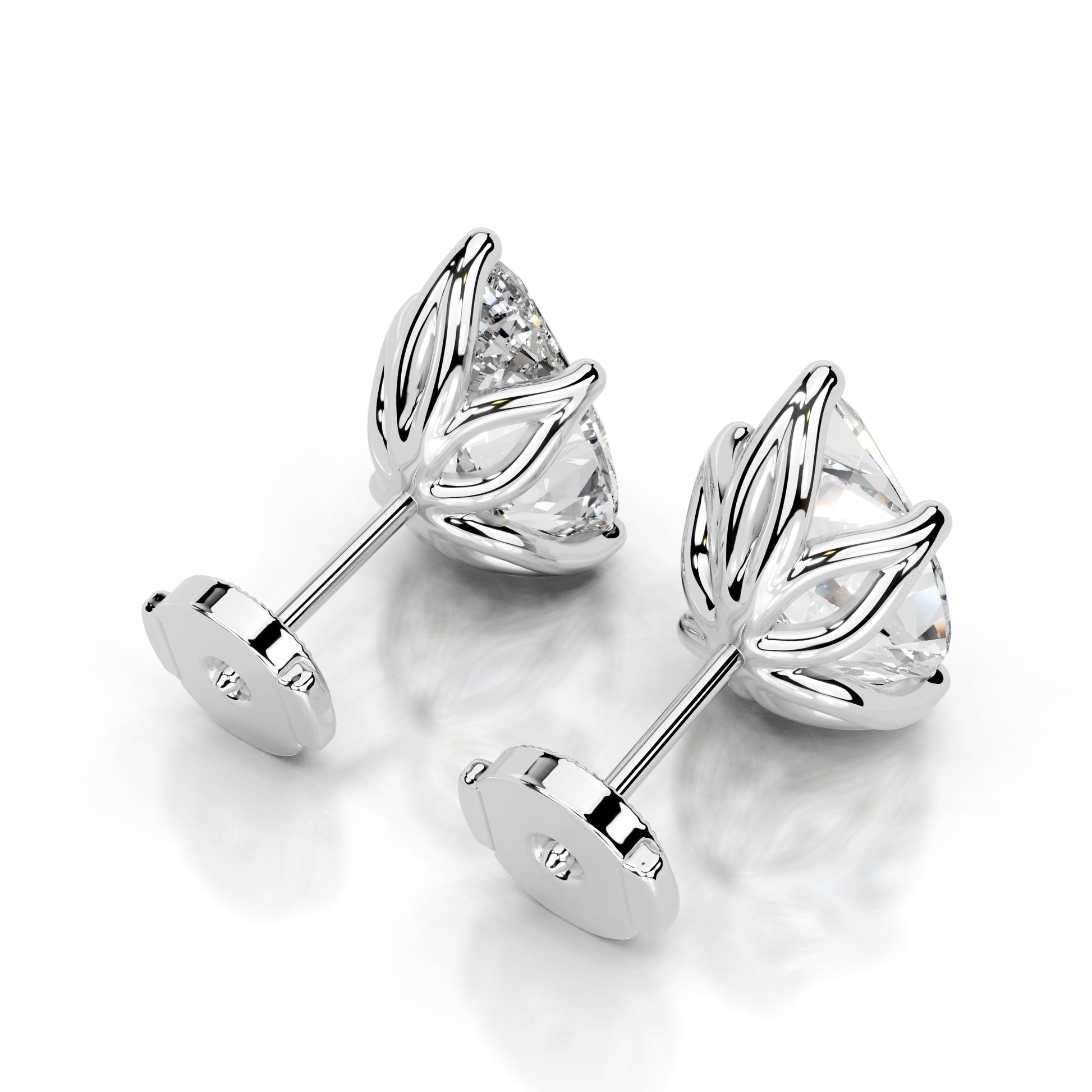 White :: modern round lab diamond earrings minimalist elegant studs