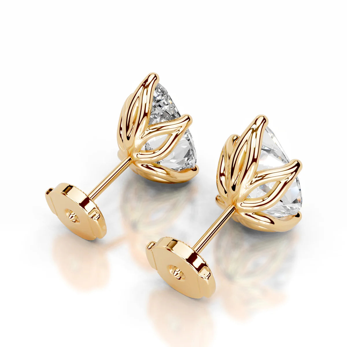 Yellow :: high sparkle round lab grown diamond earrings luxury studs