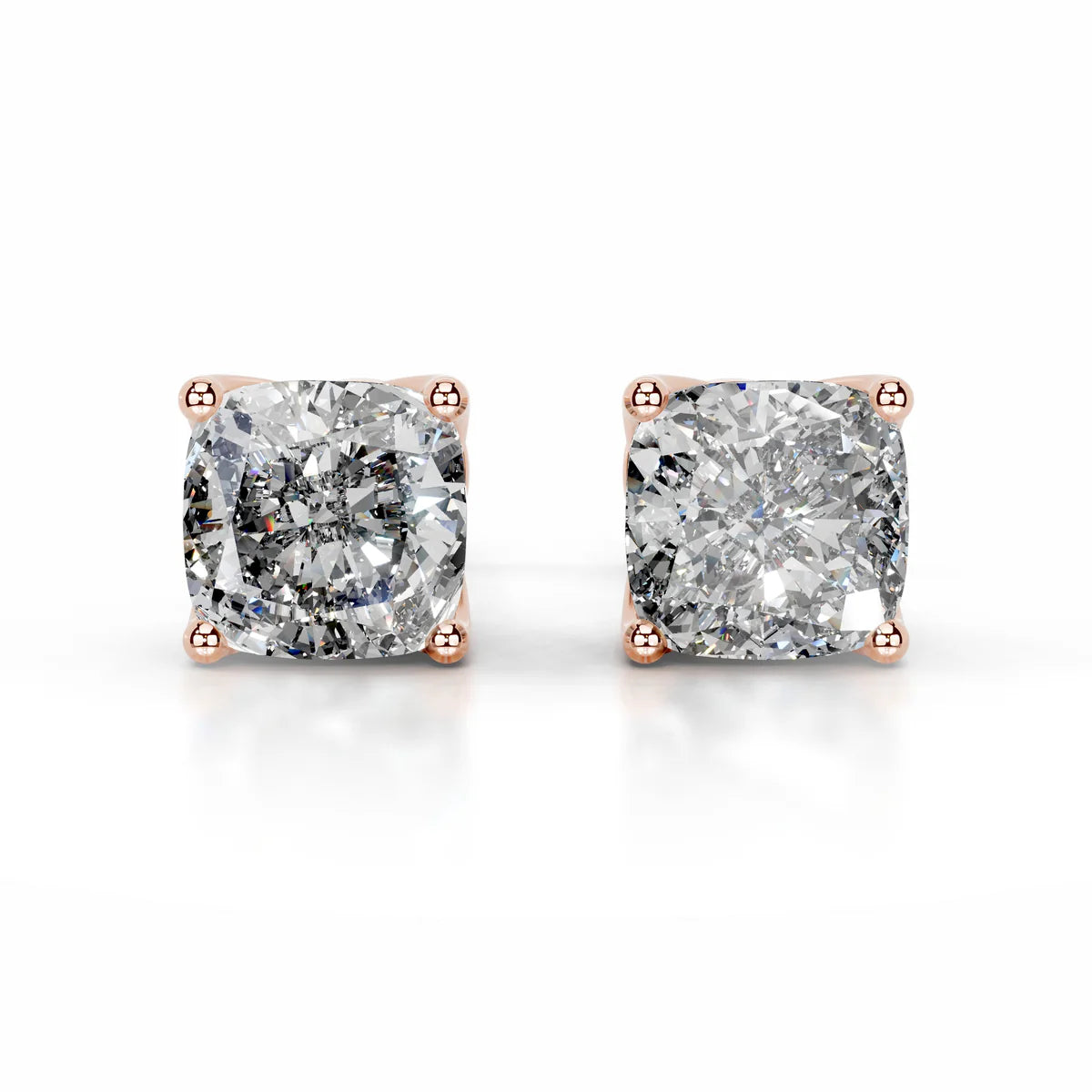 Rose :: round cut diamond stud earrings lab grown premium sparkle jewelry