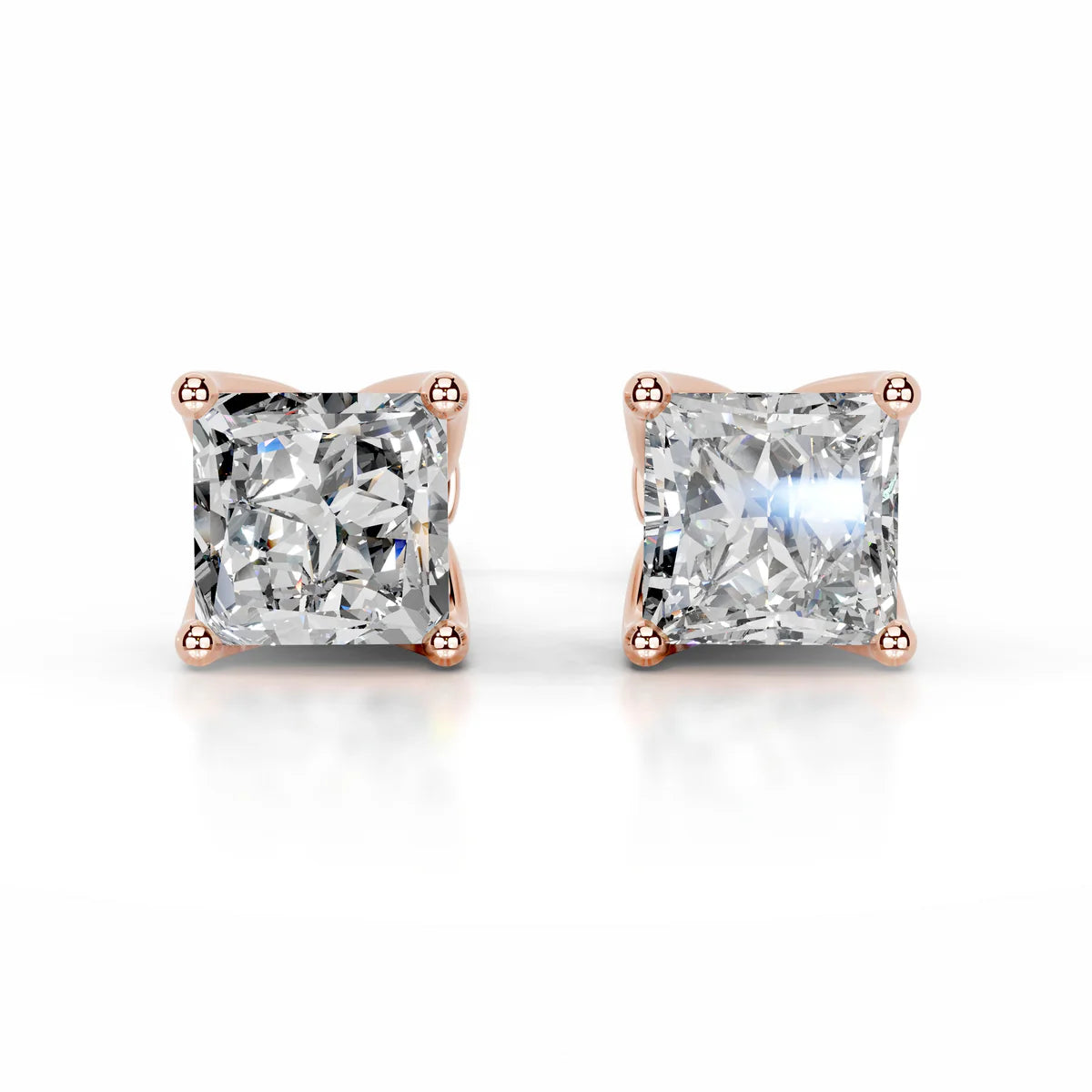 Rose :: round cut diamond stud earrings lab grown premium sparkle jewelry