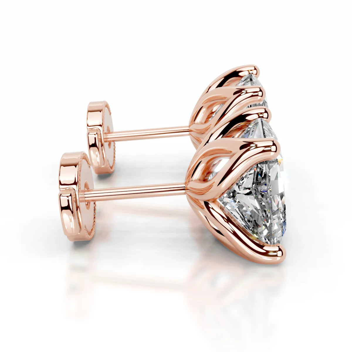 Rose :: round diamond stud earrings eco friendly lab grown luxury design