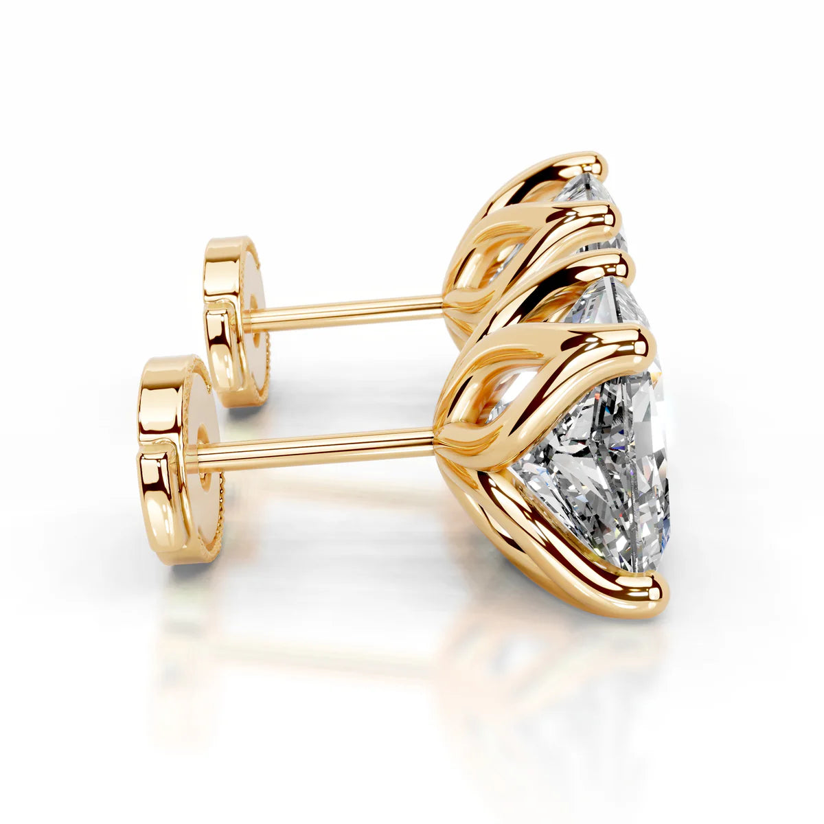 Yellow :: round lab grown diamond studs brilliant cut elegant design
