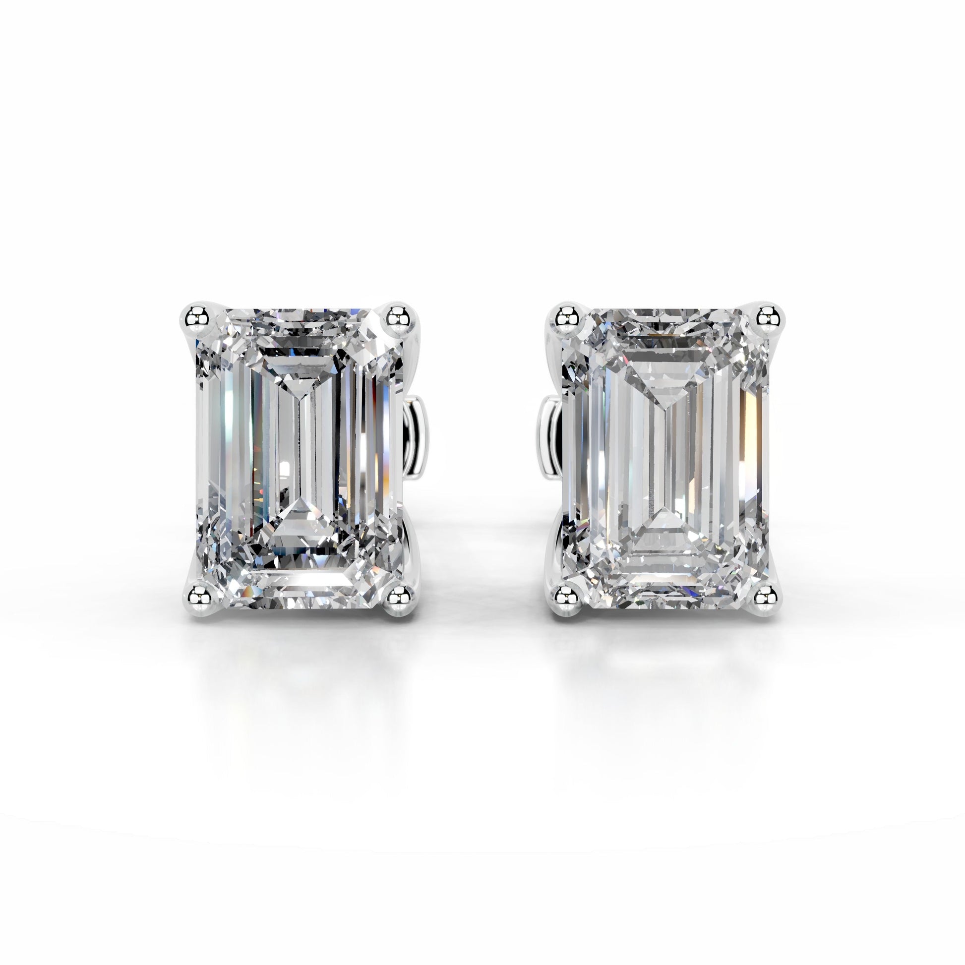 White :: round lab diamond earrings detailed sparkle close up view