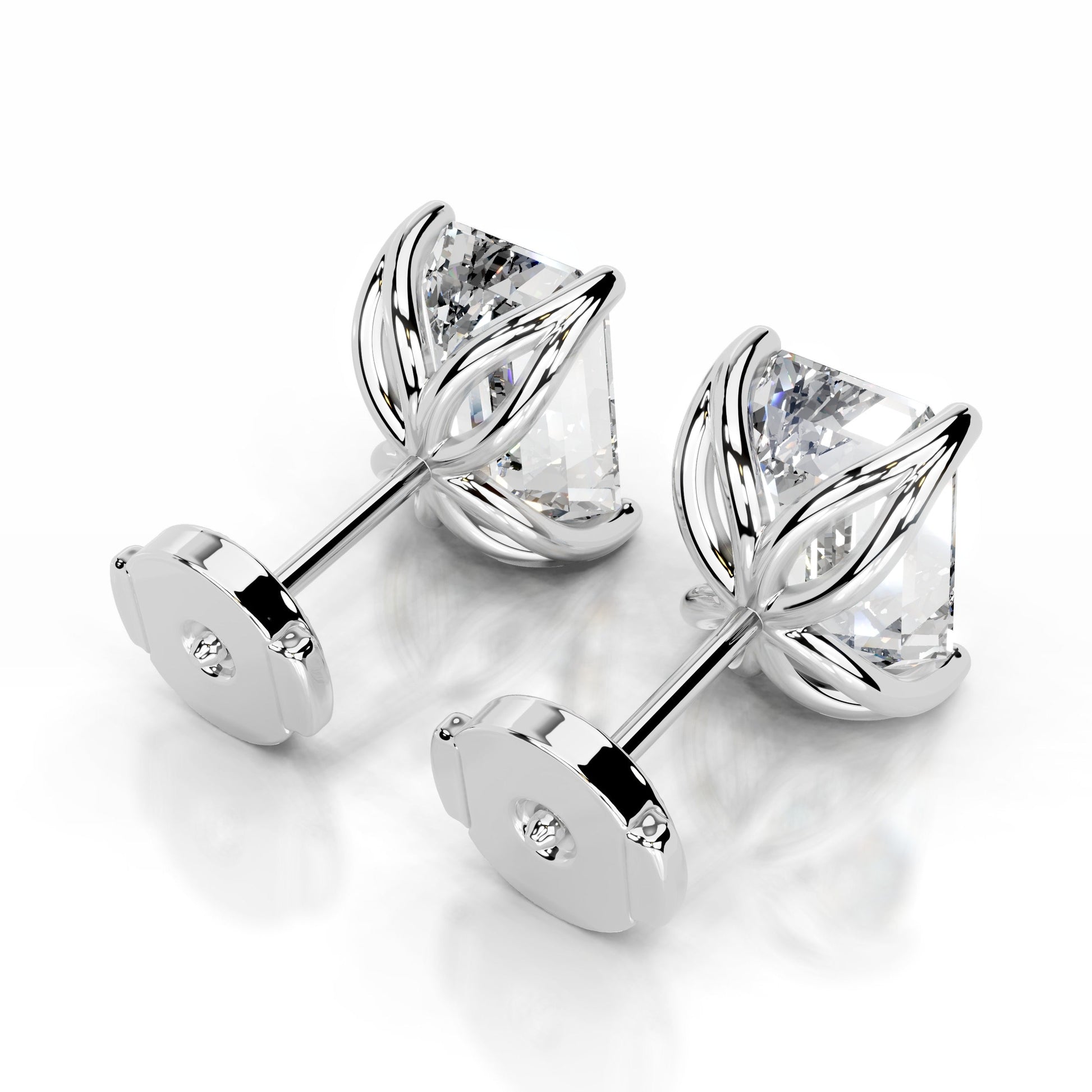 White :: round diamond stud earrings lab grown timeless classic jewelry