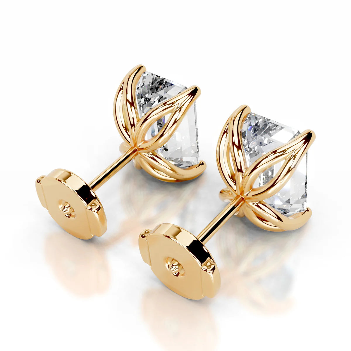 Yellow :: round cut diamond stud earrings lab grown premium sparkle jewelry