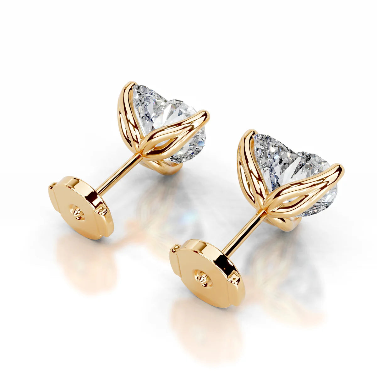 Yellow :: round cut diamond stud earrings lab grown premium sparkle jewelry