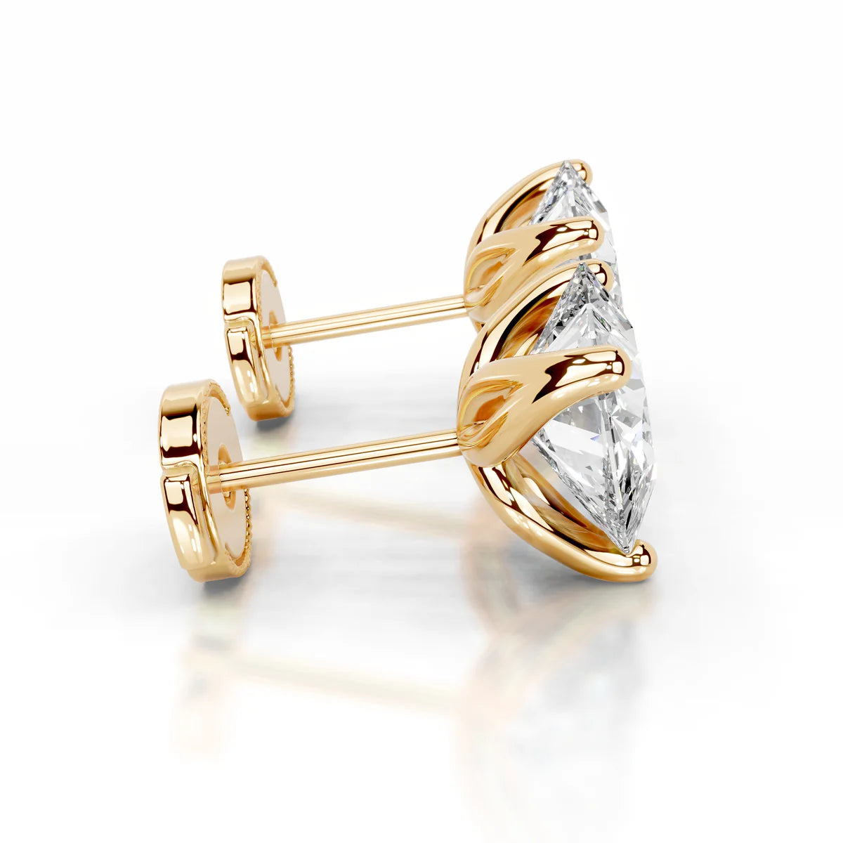 Yellow :: lab grown round diamond earrings close up brilliance fine jewelry