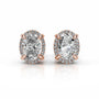 Rose:: oval halo lab grown diamond stud earrings sustainable luxury fine jewelry piece brilliant sparkle premium craftsmanship