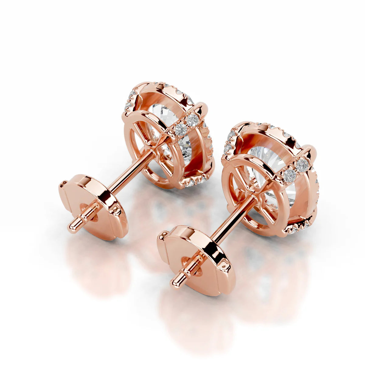 Rose:: oval halo lab grown diamond stud earrings luxury bridal earrings with high brilliance high quality lab grown diamond jewelry
