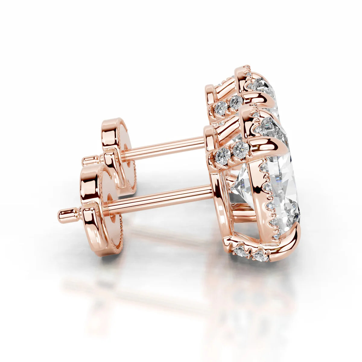 Rose:: oval halo lab grown diamond stud earrings fine jewelry gift for special occasions minimal yet luxurious diamond earrings