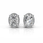 White:: oval halo lab grown diamond stud earrings minimal yet luxurious diamond earrings high quality lab grown diamond jewelry
