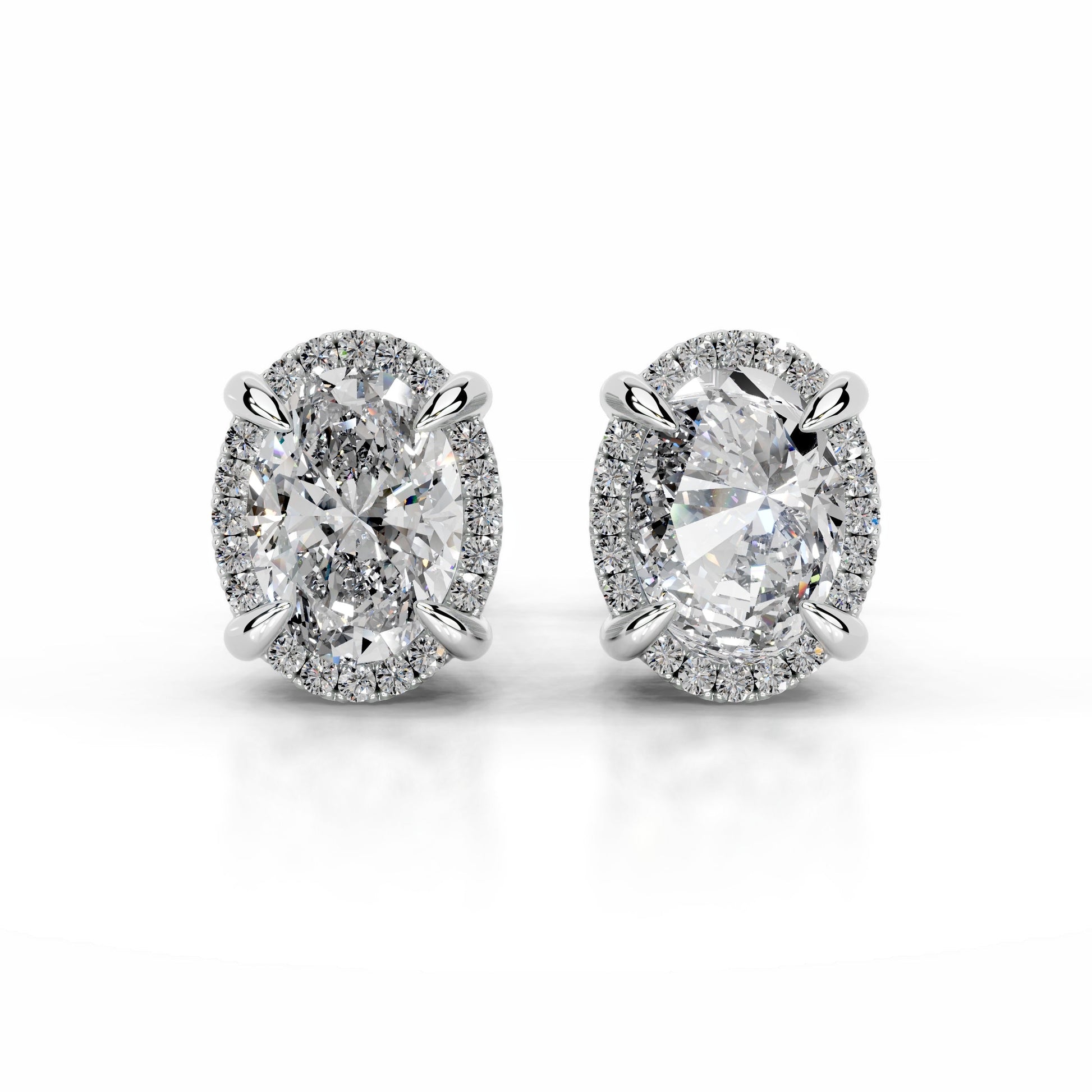 White:: oval halo lab grown diamond stud earrings minimal yet luxurious diamond earrings high quality lab grown diamond jewelry