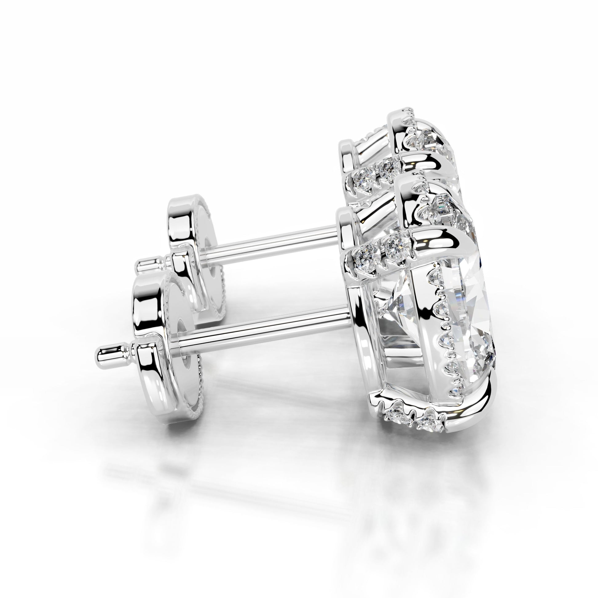 White:: oval halo lab grown diamond stud earrings crafted for maximum brilliance and shine premium halo setting elegant design