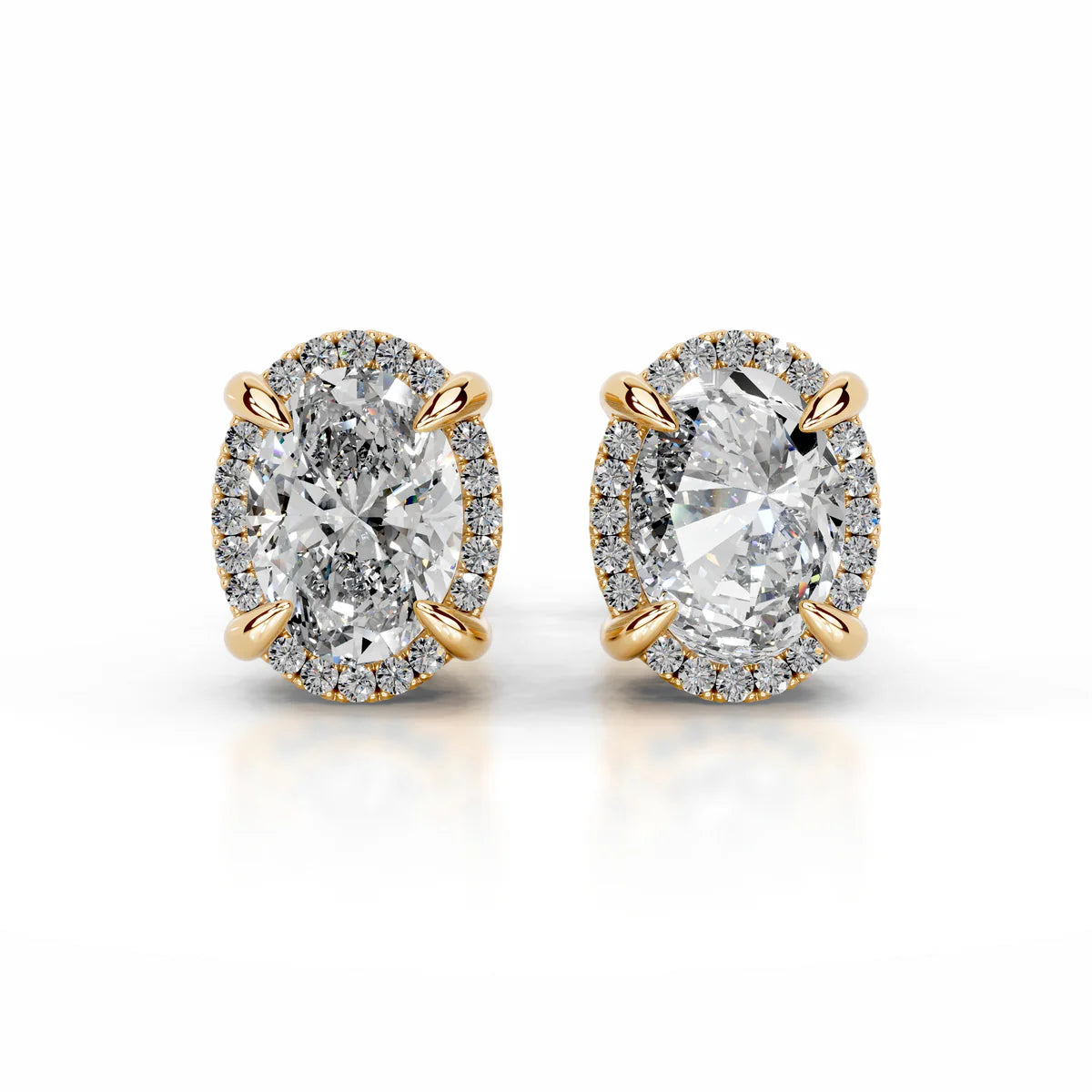 Yellow:: oval halo lab grown diamond stud earrings sustainable diamond jewelry gift for her crafted for maximum brilliance and shine