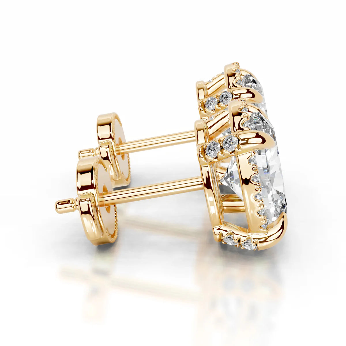 Yellow:: oval halo lab grown diamond stud earrings elegant halo design luxury earrings modern luxury studs for daily elegance
