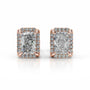 Rose:: radiant cut halo lab grown diamond stud earrings crafted for maximum brilliance and shine fine jewelry gift for special occasions