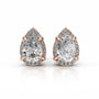 Rose:: pear shape halo lab grown diamond stud earrings luxury bridal earrings with high brilliance modern luxury studs for daily elegance