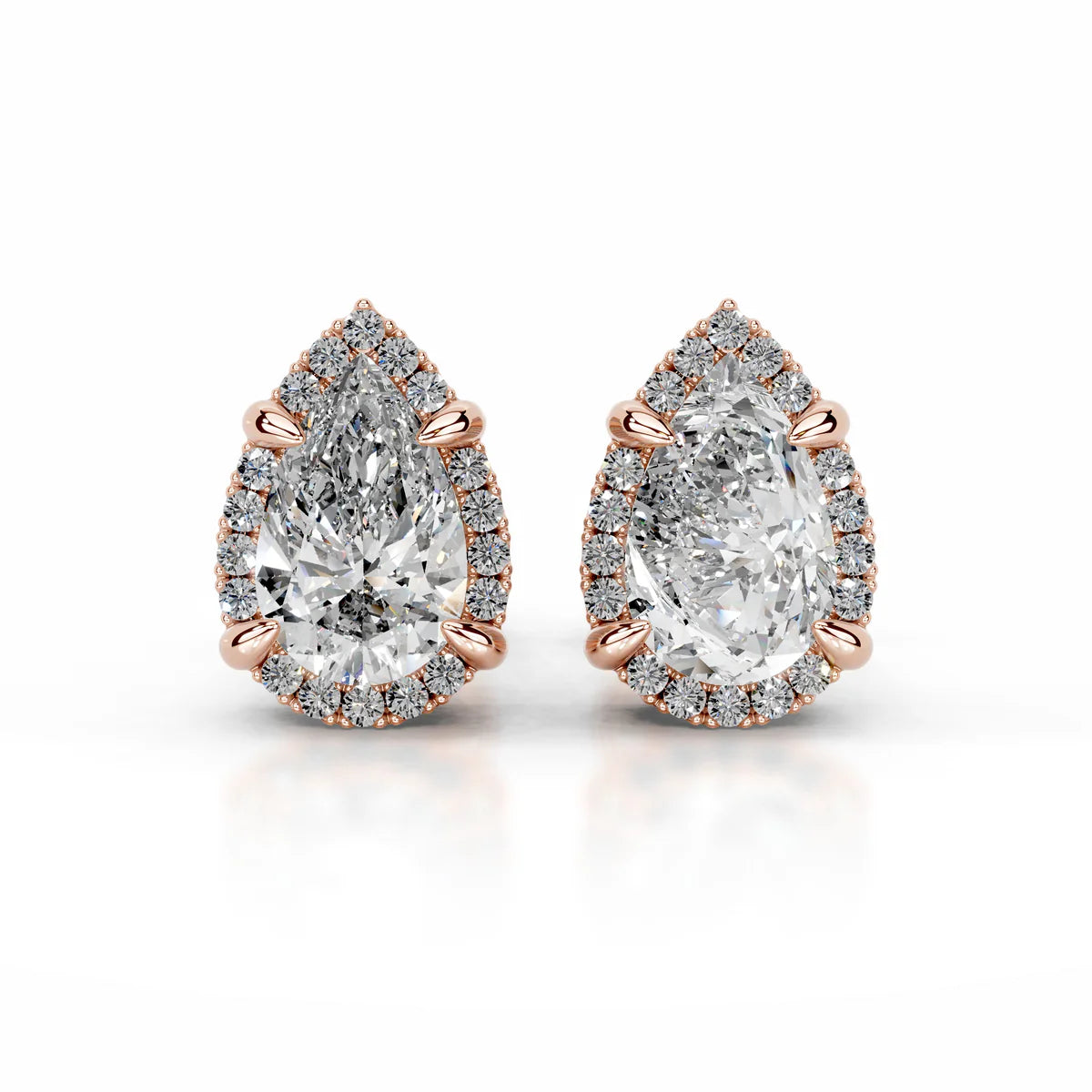 Rose:: pear shape halo lab grown diamond stud earrings luxury bridal earrings with high brilliance modern luxury studs for daily elegance