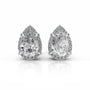 White:: pear shape halo lab grown diamond stud earrings perfect wedding and engagement jewelry minimal yet luxurious diamond earrings
