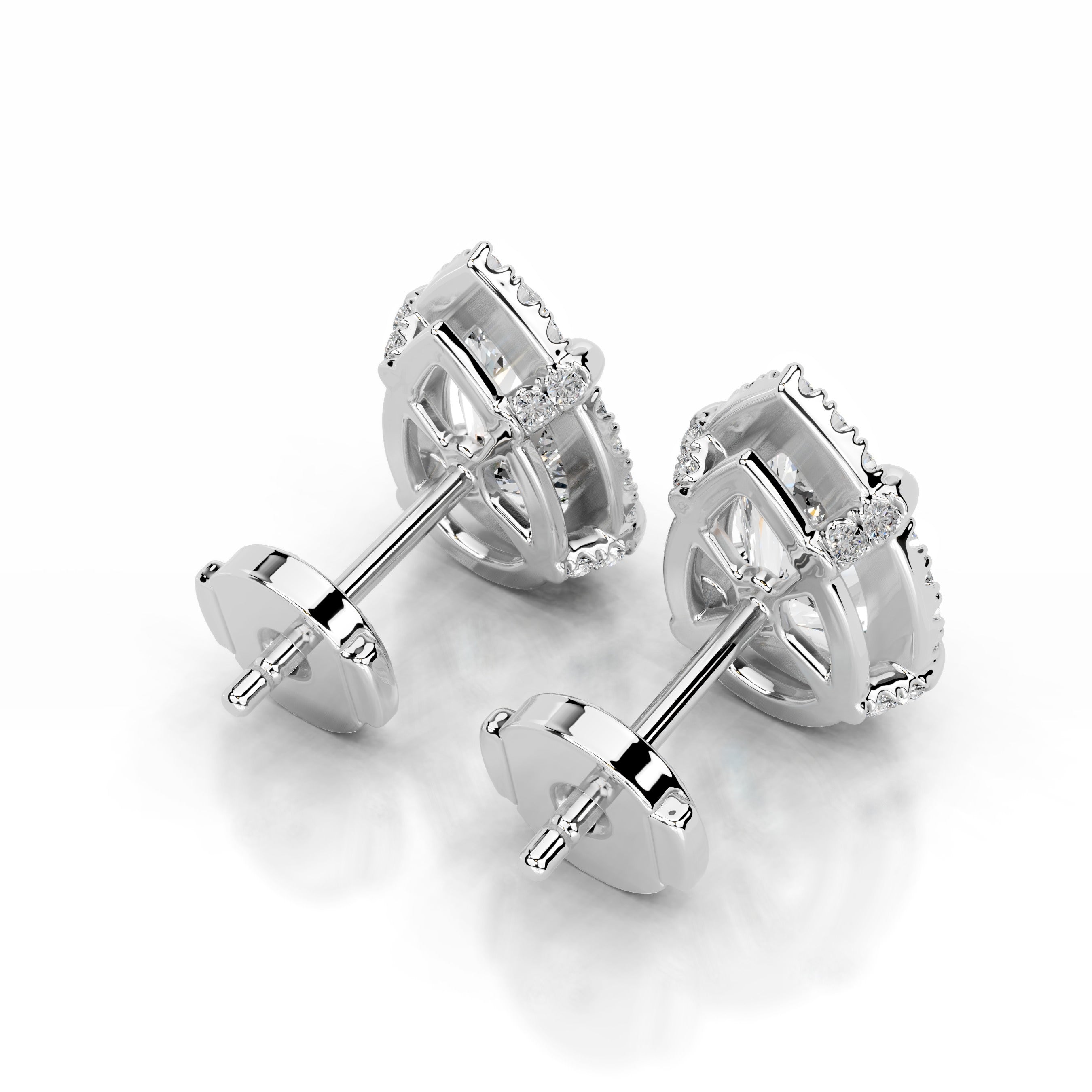 White:: pear shape halo lab grown diamond stud earrings crafted for maximum brilliance and shine sustainable luxury fine jewelry piece