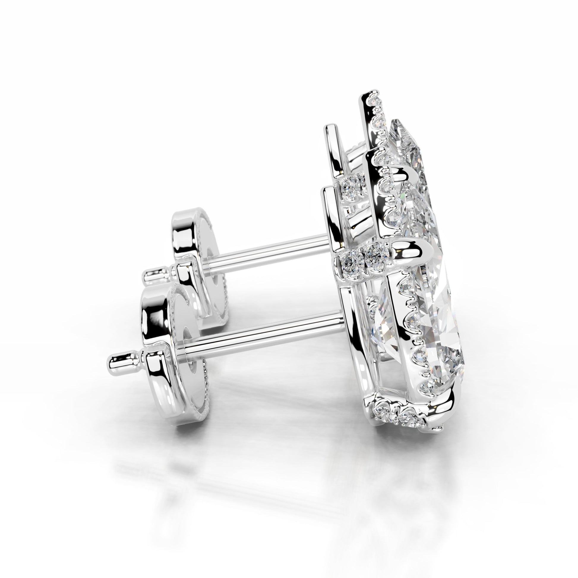 White:: pear shape halo lab grown diamond stud earrings elegant halo design luxury earrings designer diamond earrings for women