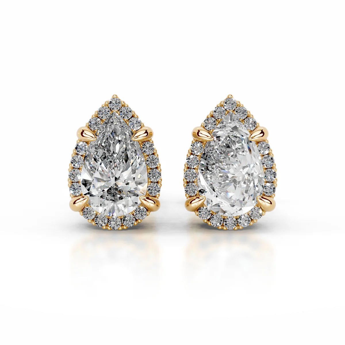 Yellow:: pear shape halo lab grown diamond stud earrings brilliant sparkle premium craftsmanship timeless fine jewelry statement earrings