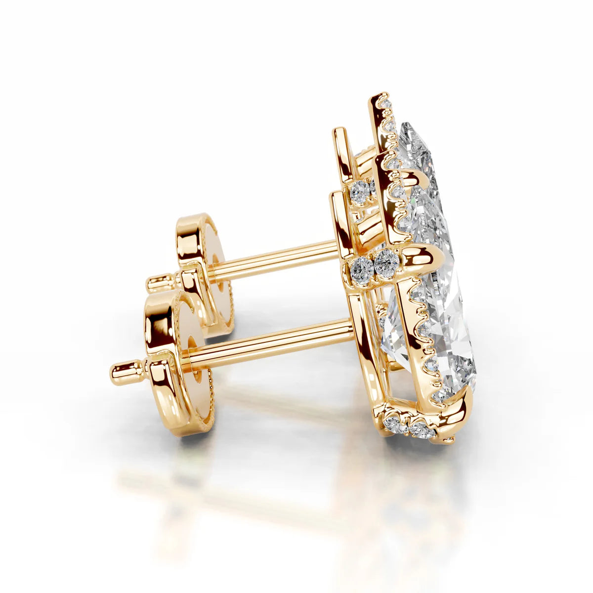 Yellow:: pear shape halo lab grown diamond stud earrings designer diamond earrings for women IGI certified fine jewelry for women