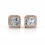 Rose:: princess cut halo lab grown diamond stud earrings brilliant sparkle premium craftsmanship IGI certified fine jewelry for women