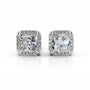 White:: princess cut halo lab grown diamond stud earrings fine jewelry gift for special occasions perfect wedding and engagement jewelry