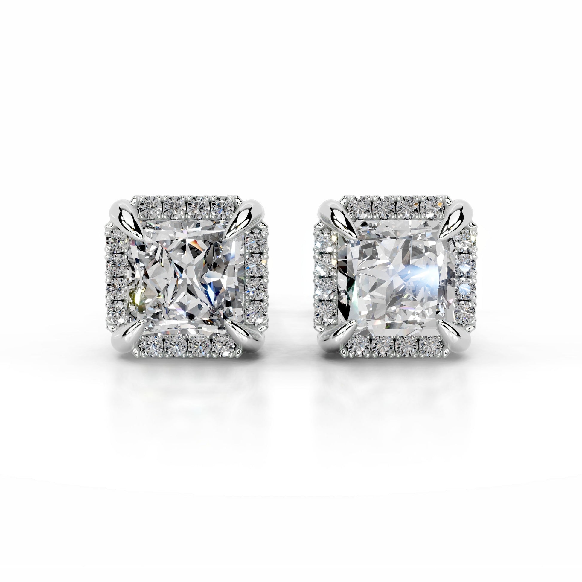 White:: princess cut halo lab grown diamond stud earrings fine jewelry gift for special occasions perfect wedding and engagement jewelry