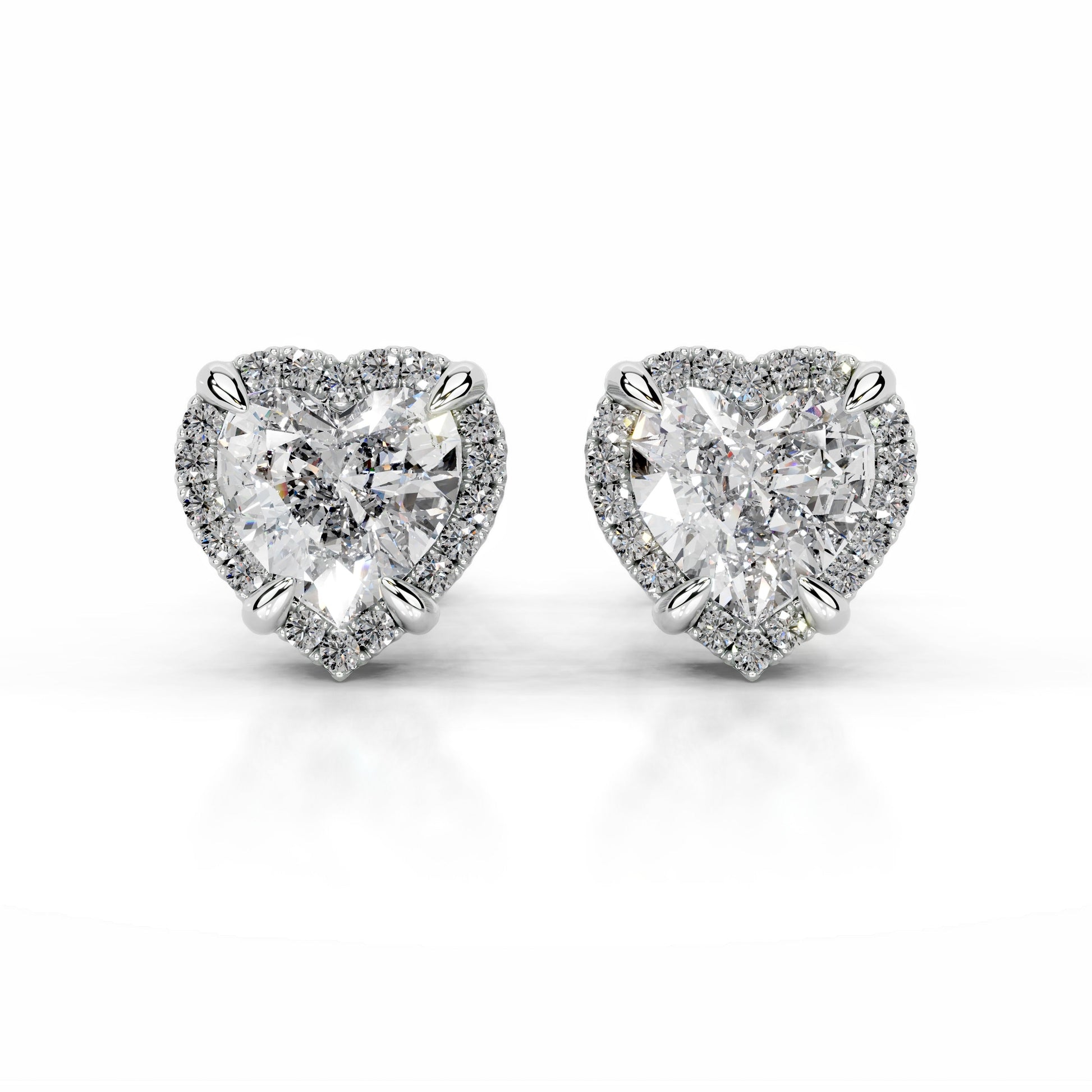 White:: heart shape halo lab grown diamond stud earrings designer diamond earrings for women minimal yet luxurious diamond earrings