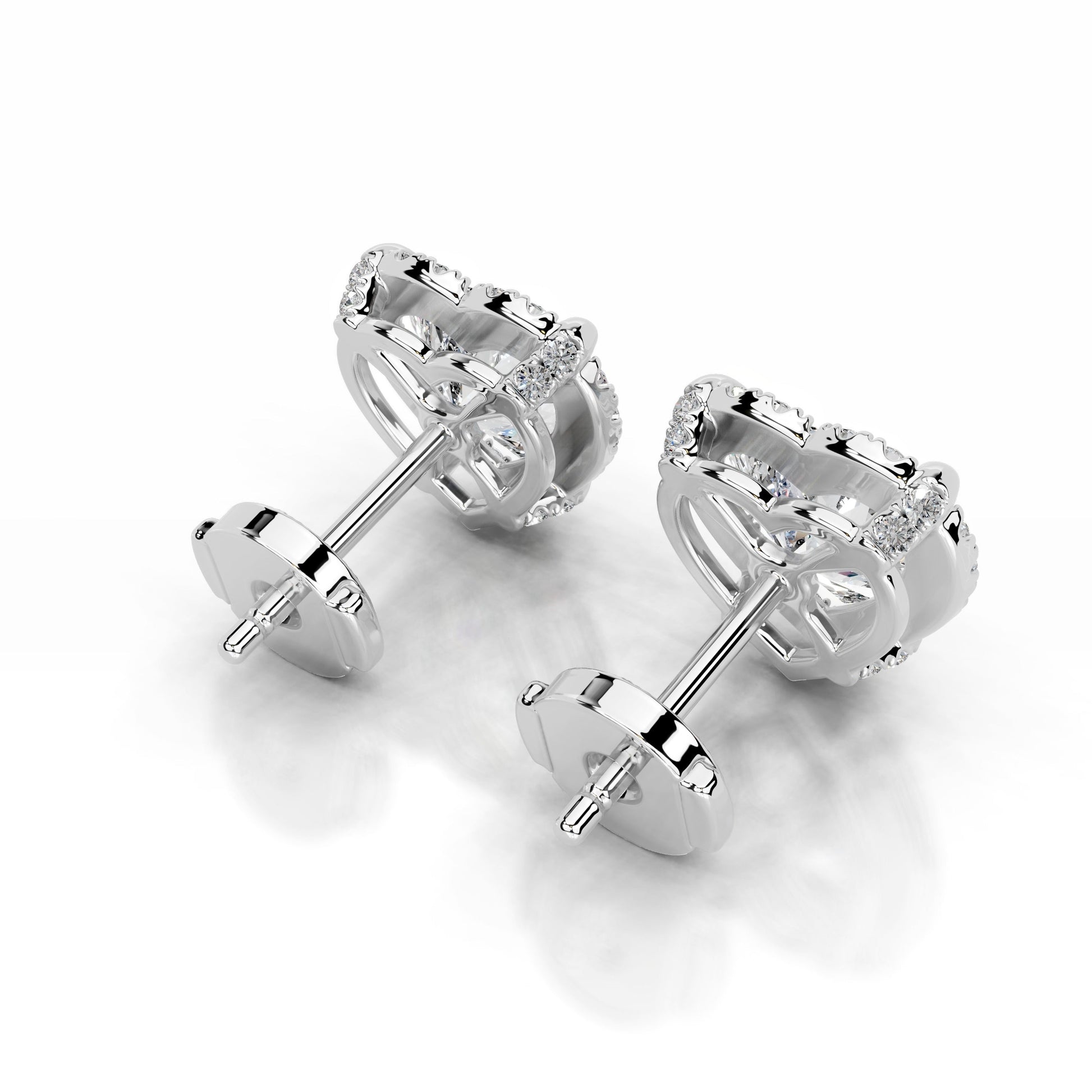 White:: heart shape halo lab grown diamond stud earrings luxury bridal earrings with high brilliance high quality lab grown diamond jewelry