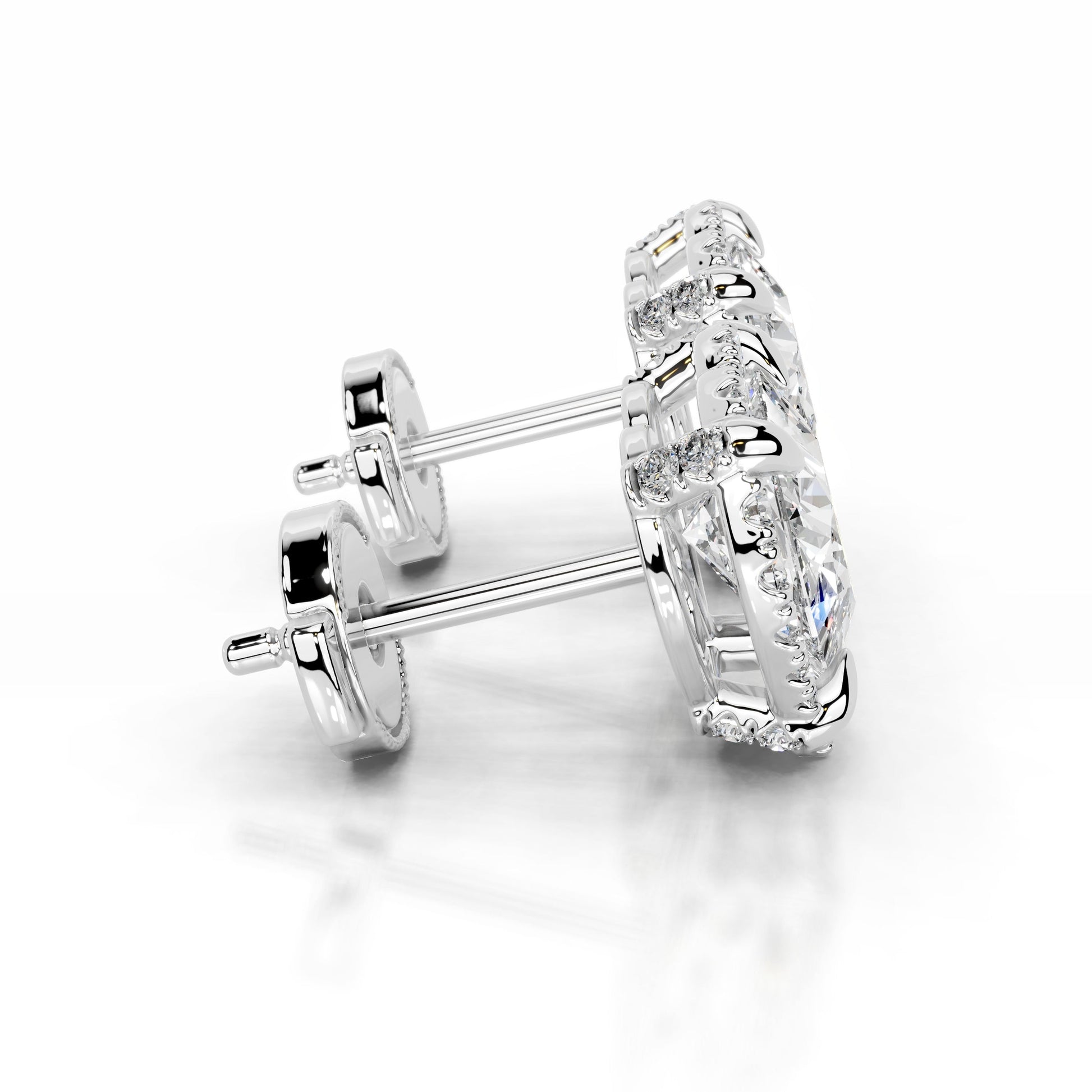 White:: heart shape halo lab grown diamond stud earrings modern luxury studs for daily elegance sustainable luxury fine jewelry piece