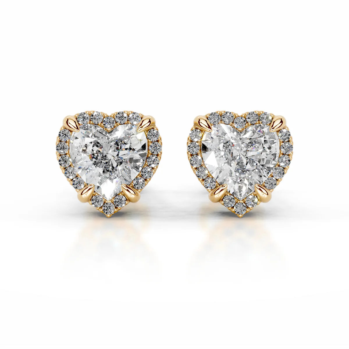 Yellow:: heart shape halo lab grown diamond stud earrings brilliant sparkle premium craftsmanship luxury bridal earrings with high brilliance