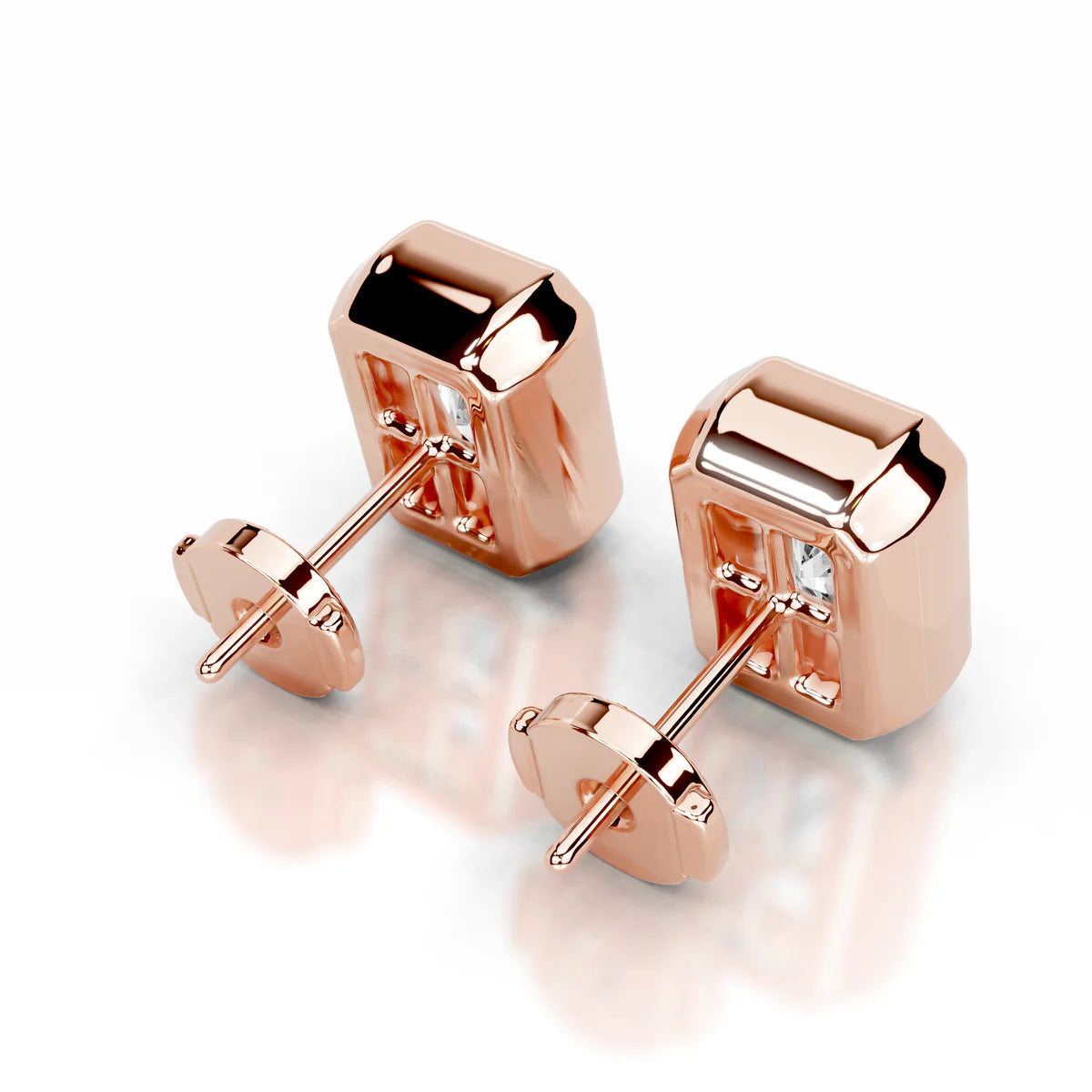 Rose :: elongated radiant diamond studs IGI certified lab grown elegant design