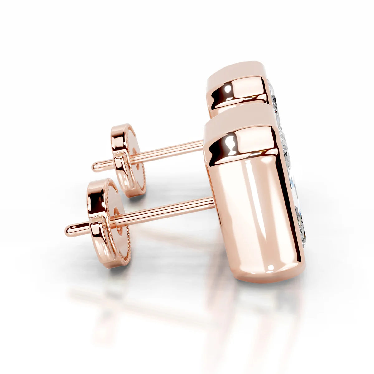 Rose :: premium elongated radiant lab grown diamond earrings brilliant sparkle