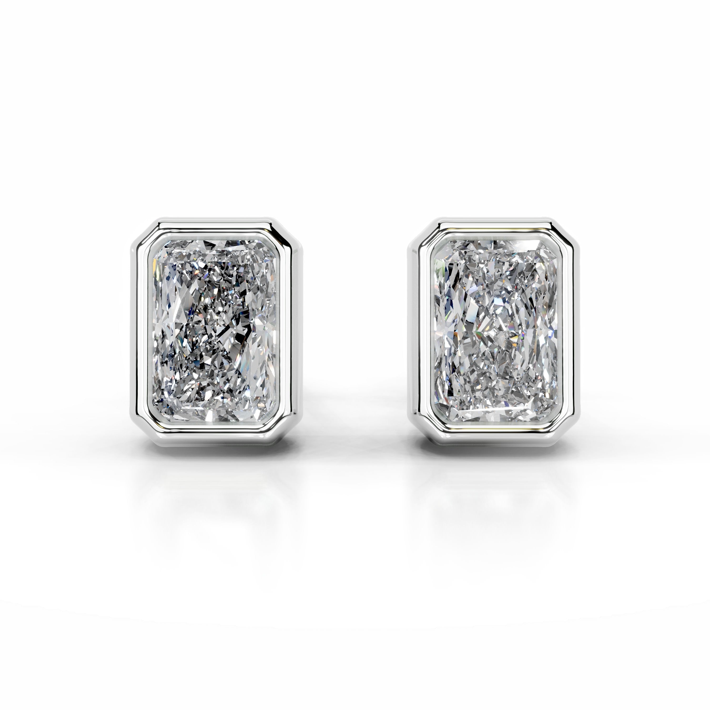 White :: elongated radiant cut lab grown diamond stud earrings IGI certified elegant design