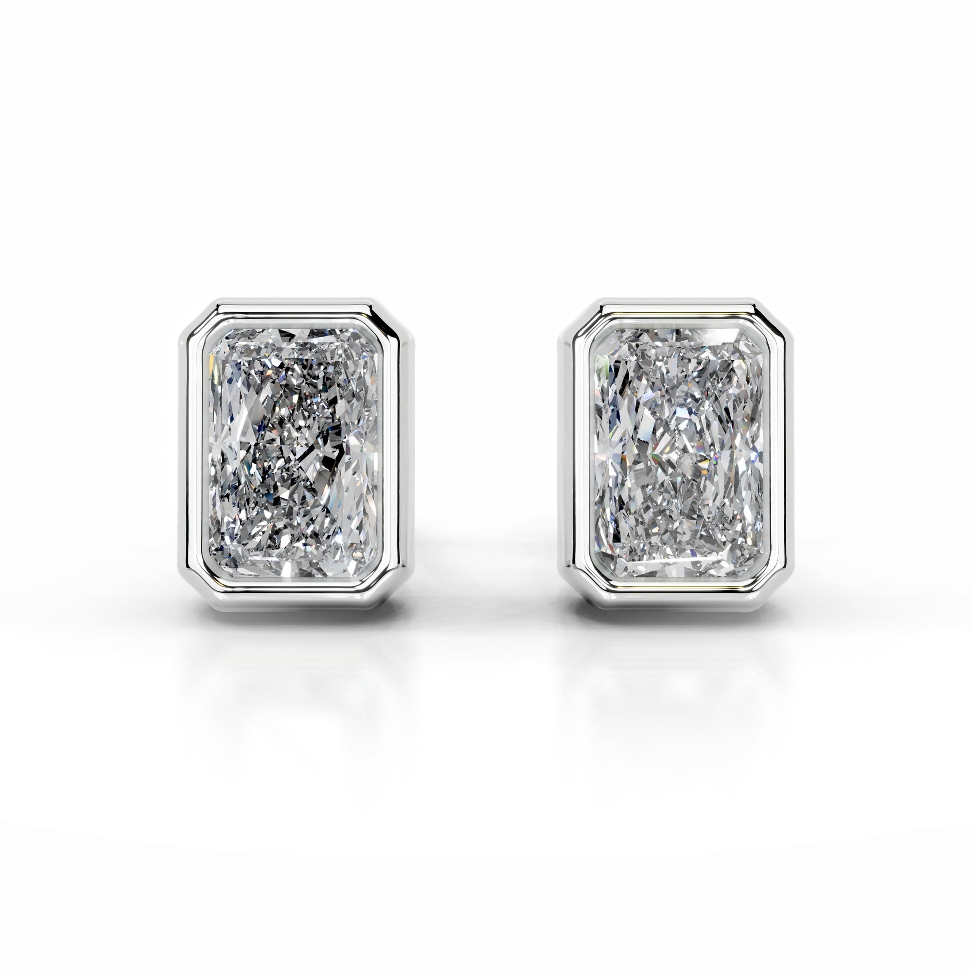 White :: elongated radiant cut lab grown diamond stud earrings IGI certified elegant design