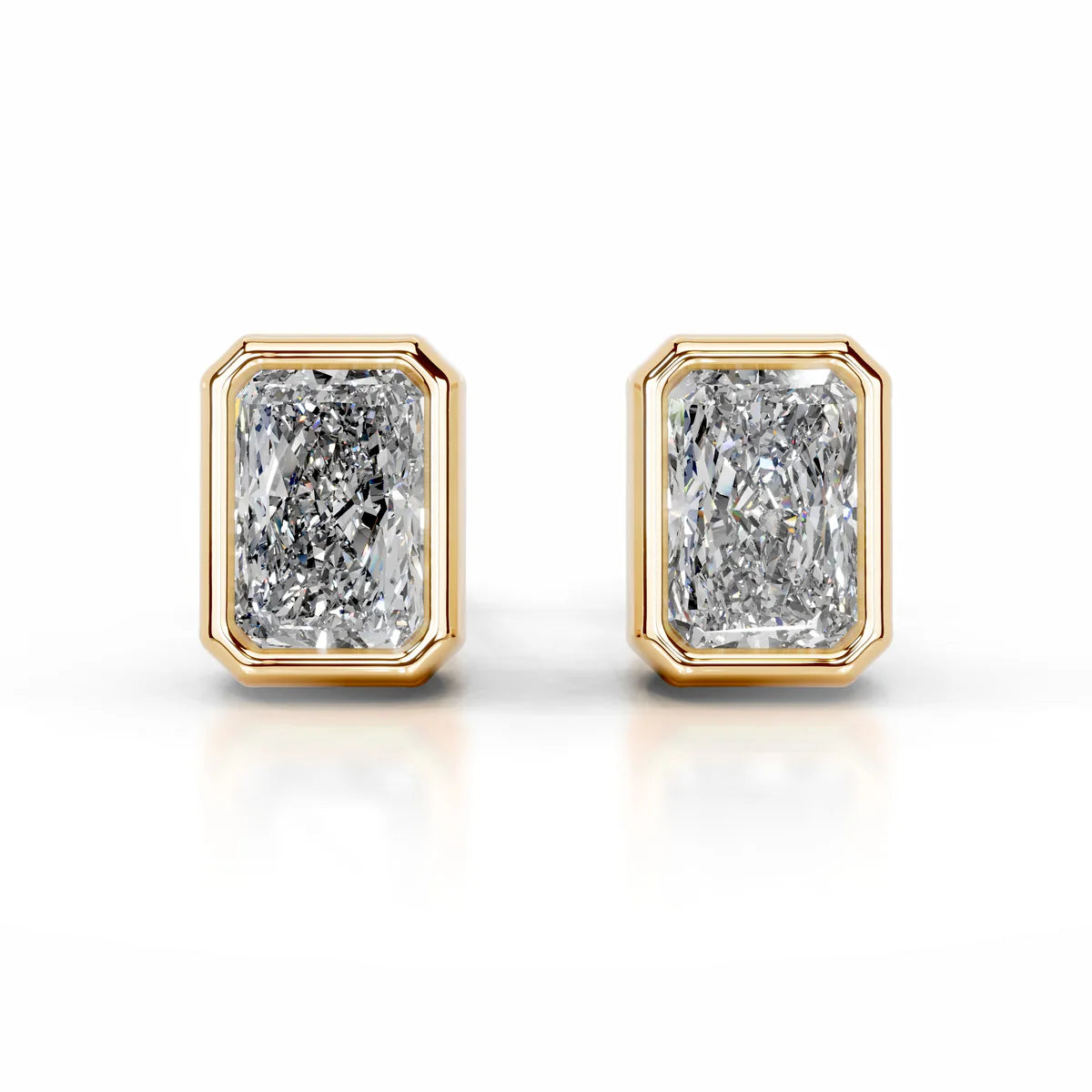 Yellow :: elongated radiant diamond stud earrings modern luxury everyday wear