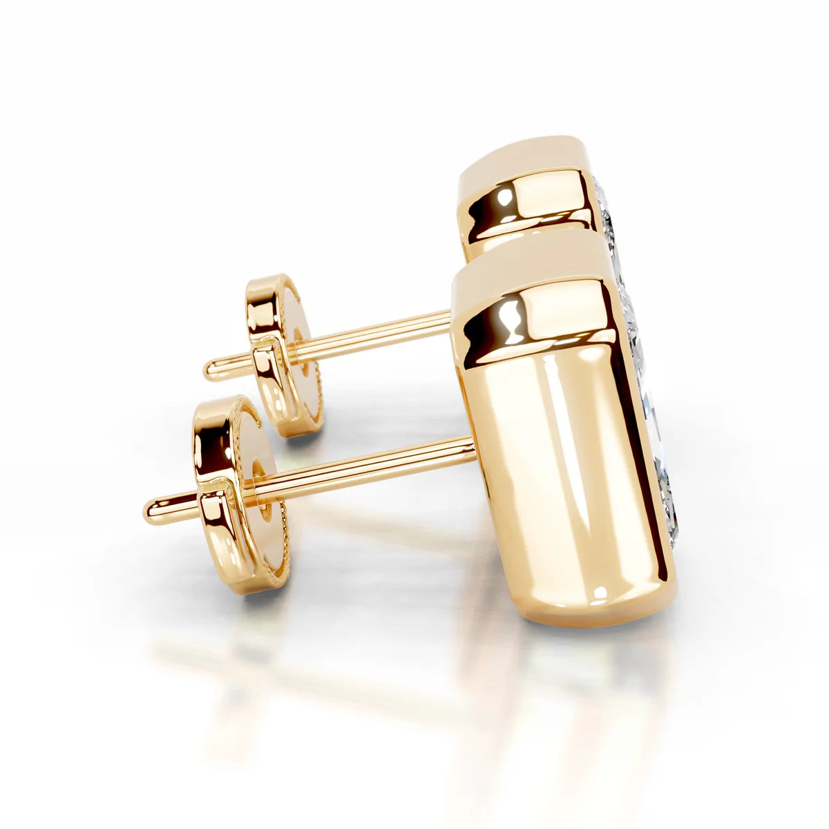 Yellow :: elegant elongated radiant diamond earrings IGI certified lab grown studs