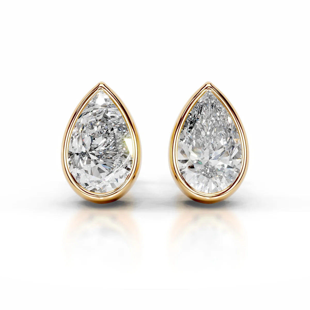 Yellow :: pear shape diamond earrings minimalist luxury everyday wear studs