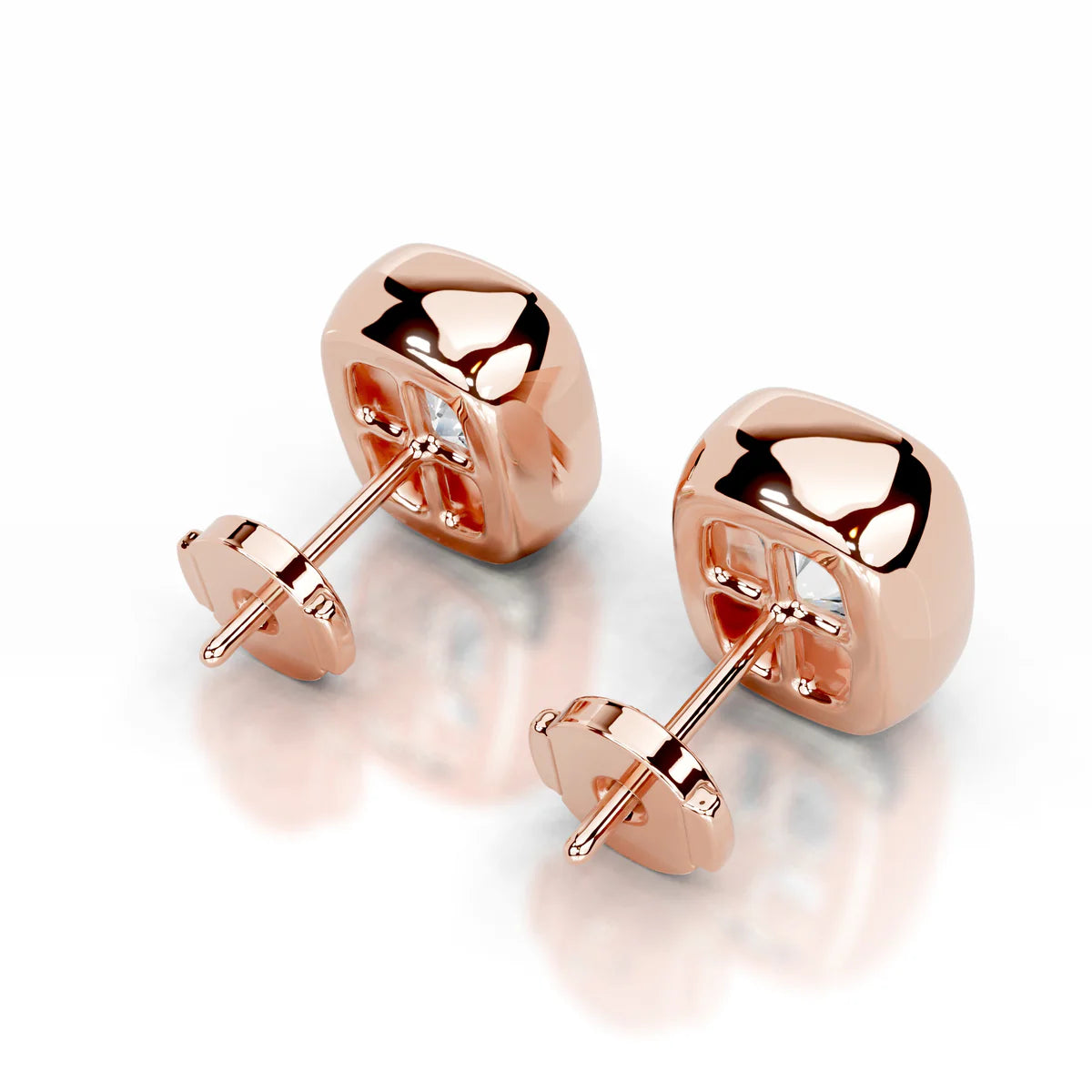 Rose :: cushion diamond studs IGI certified lab grown elegant jewelry