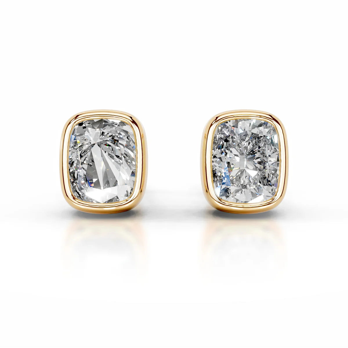 Yellow :: cushion cut diamond stud earrings minimalist luxury everyday wear